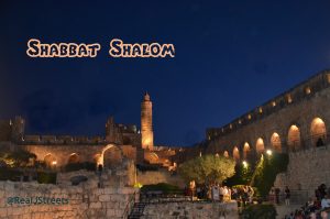 image Shabbat shalom, Photo Tower of David, picture Jerusalem at night