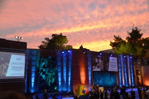 sunset sky at Yad Vashem for Holocaust memorial event