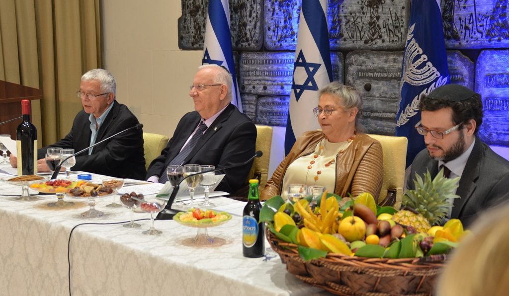 Reuven and Nechama Rivlin Tu B'Shevat sedar at BEit Hanasi for One Family and agriculture growers