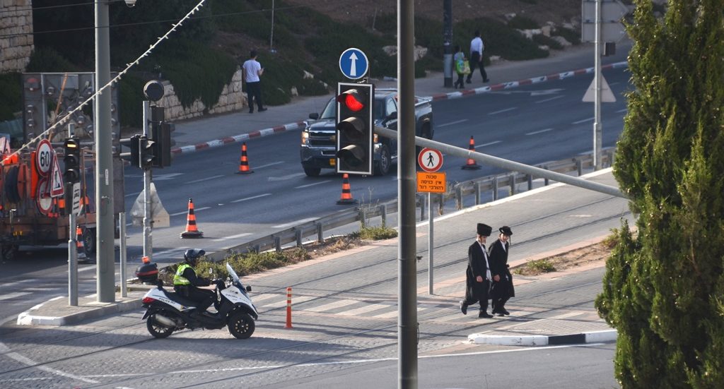 Two Jewish men walking in Jerusalem Israel on Ramadan Friday
