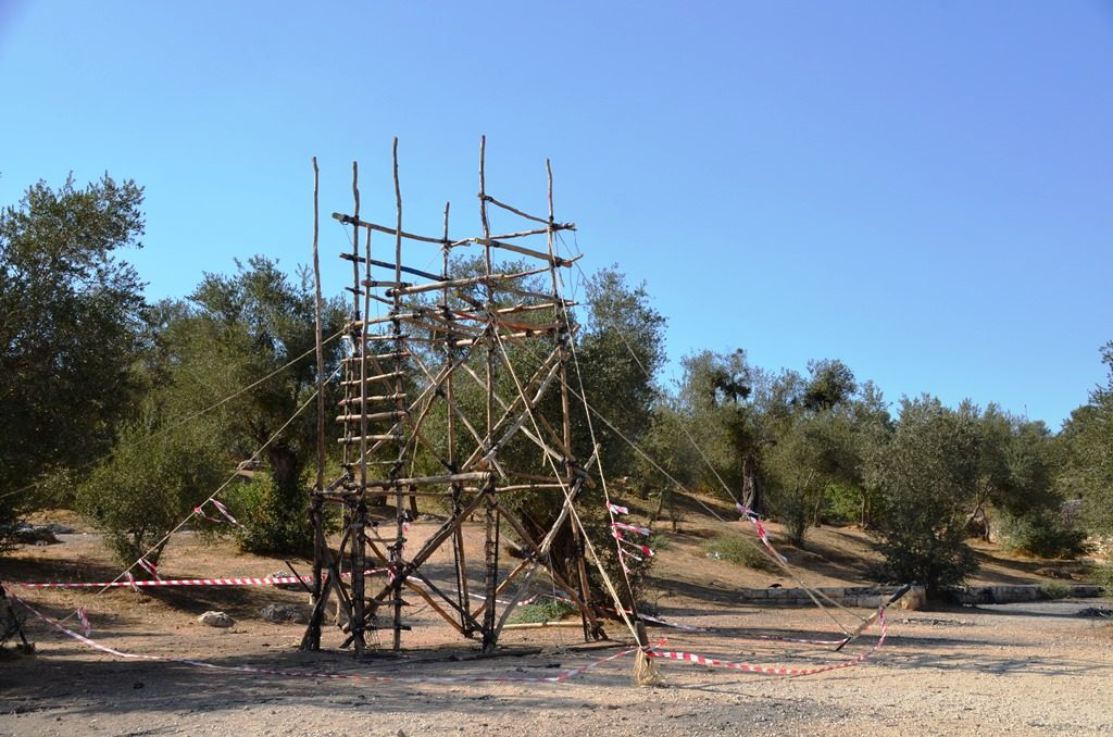 Jerusalem scouts build structures out of cut tree branches