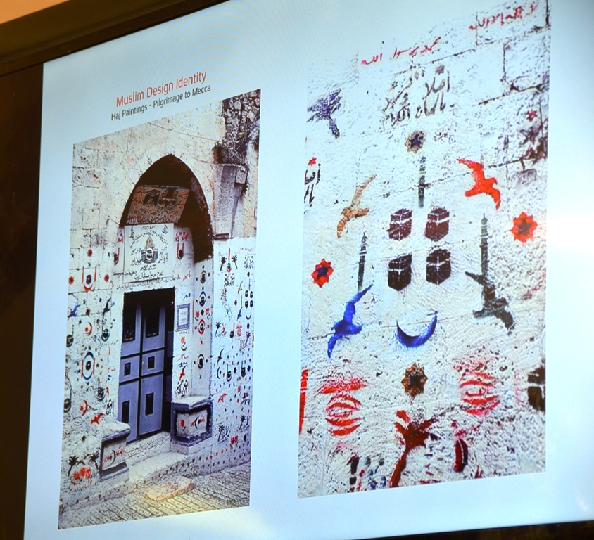 Muslim houses decorated with colorful drawings after doing haj