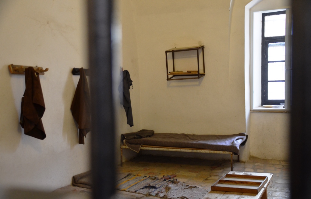Cell and bed from British Mandate in Underground Prison Museum