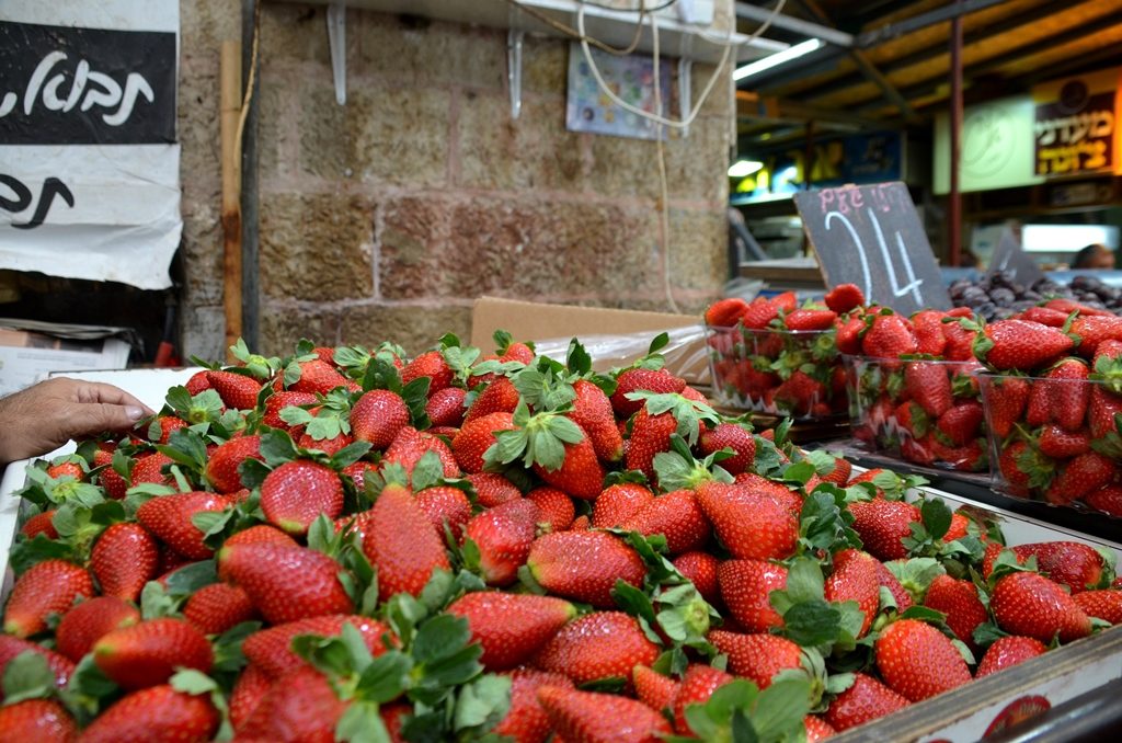 Strawberries for Hanukkah in Jerusalem Israel Machane Yehuda market