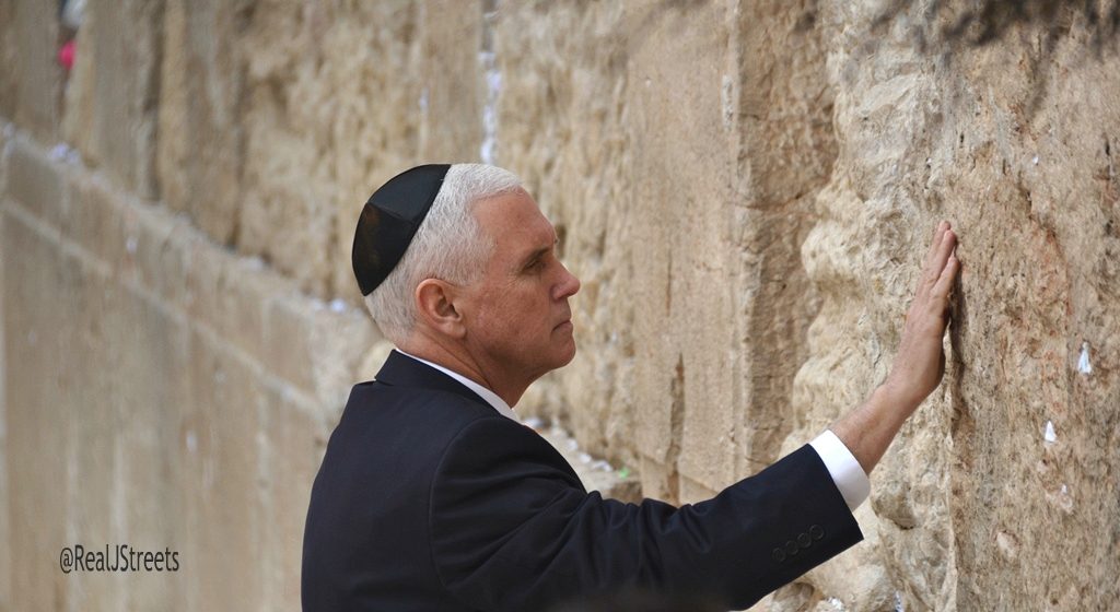 Close up of VP Mike Pence at Western Wall