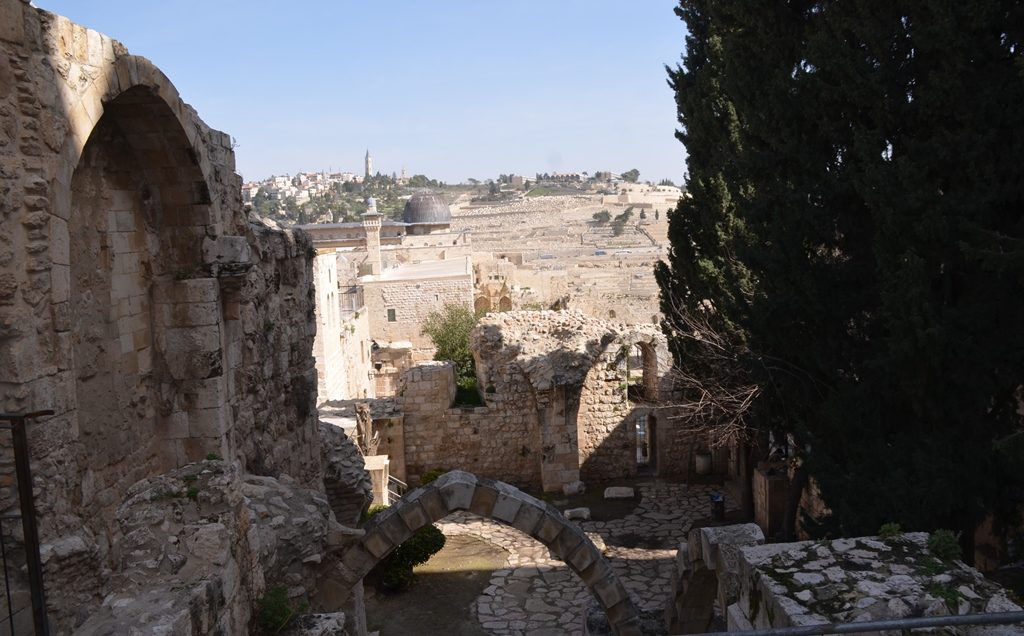 View from steps to Kotel, Western Wall from Jewish Quarter