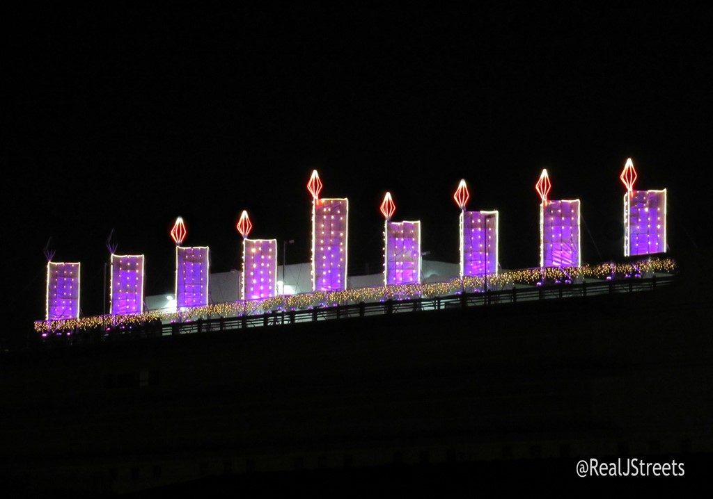 Hanukia on top of Hadar Mall for sixth night of Hanukkah