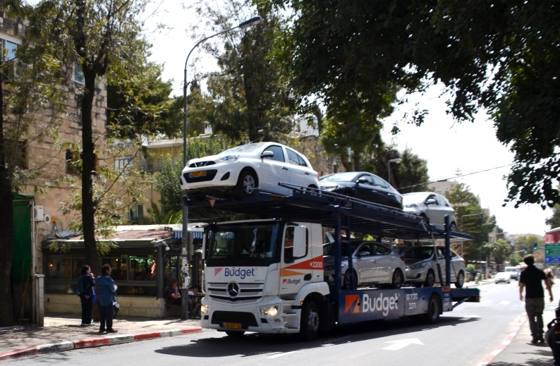 Sign of spring rental cars in Jerusalem
