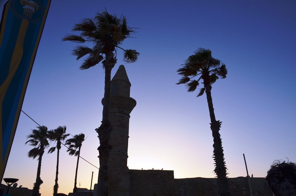 Sunset by the beach of Caesarea