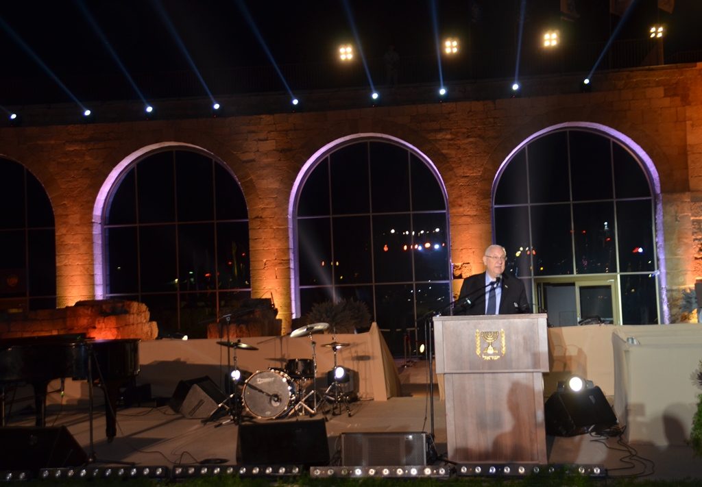 Israel president Rivlin speaking at launch of visitor center in Caesarea 