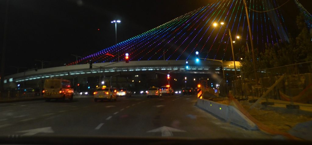 Jerusalem Israel route one at night before Shazar closed to private vehicles 