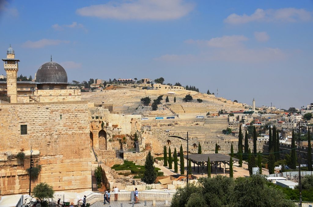 Jerusalem Israel Davidson Archaeological Park and view of Har Hazetim