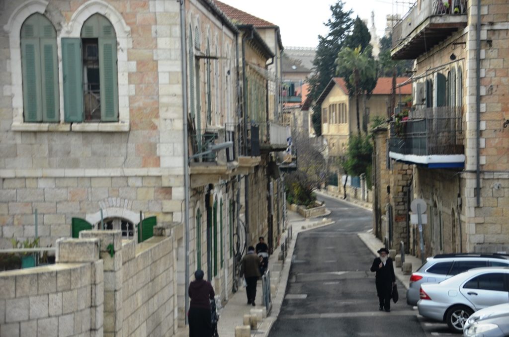 Old street morning scene in Jerusalem Israel 