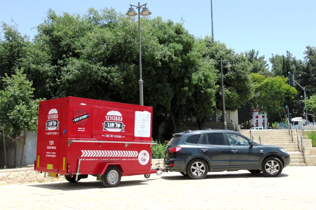 New Jerusalem Israel summer tourist hamburger food trucks