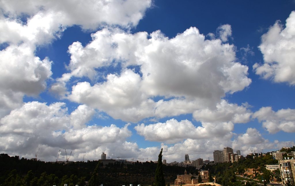 June clouds over Jerusalem Israel skyline