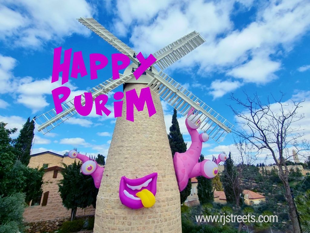 Happy Purim on Jerusalem Montefiore Windmill