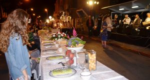 Rosh Hashana table set at EmekRefaim street fair